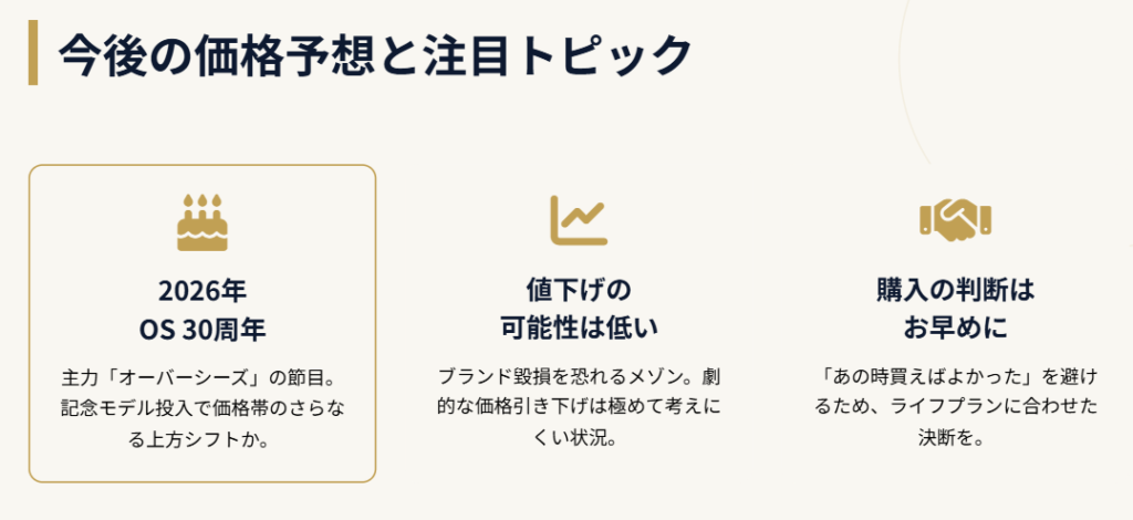 ヴァシュロンコンスタンタン 今後の値上げの予想