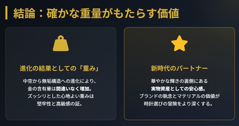 結論：ロレックスのコンビの金の量と価値