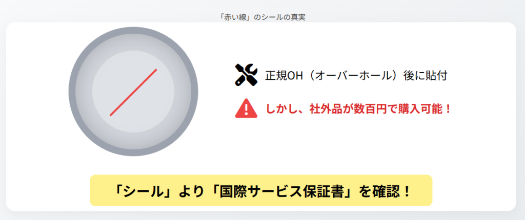 ロレックス　赤い線の裏蓋シールの意味とは