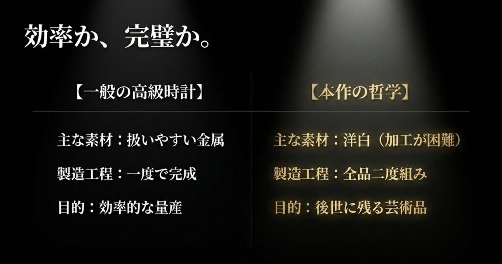 テンプ受けの手彫り装飾と時計師の個性