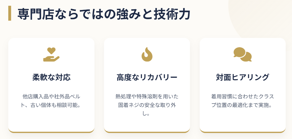 ロレックス　ベルト調整　高級時計専門店による丁寧なフィッティング２