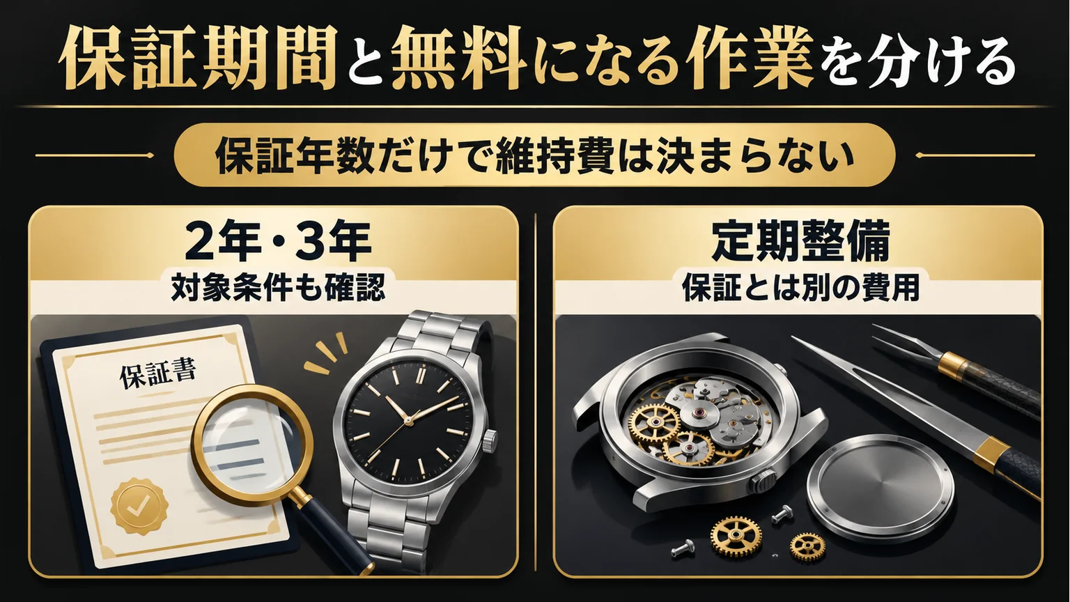 保証年数と定期整備の費用を分ける図解