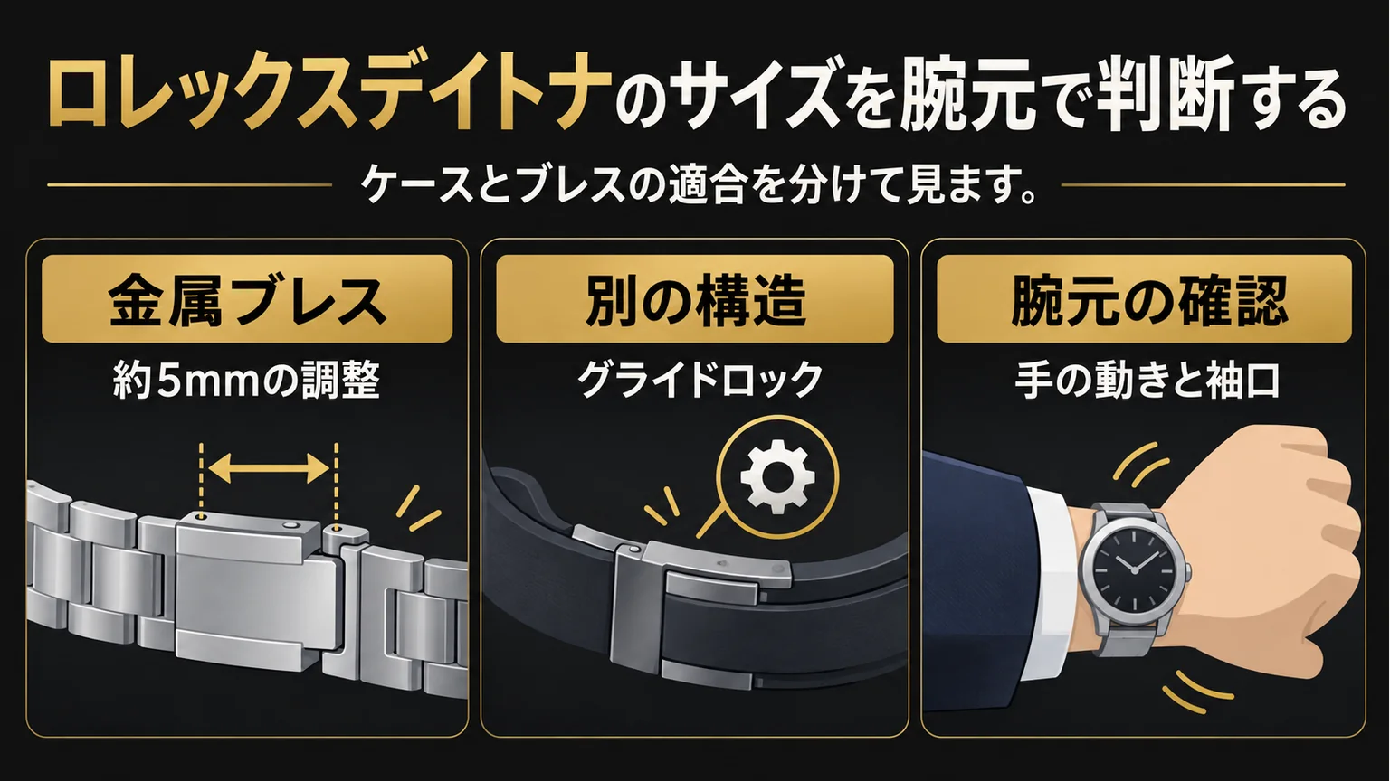 ケースとブレスレットの適合を分ける図解